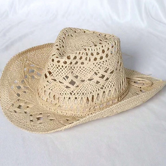 Boho Straw Western Cowboy Style Summer Hat - Picture 7 of 9
